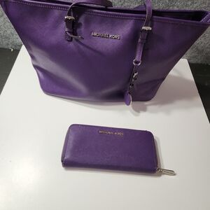 Michael Kors Purple Women's Bag and Wallet Set